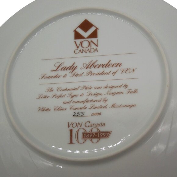 LADY ABERDEEN Centennial Plate 1897-1997 VON Canada, Numbered Limited Edition - Picture 11 of 12
